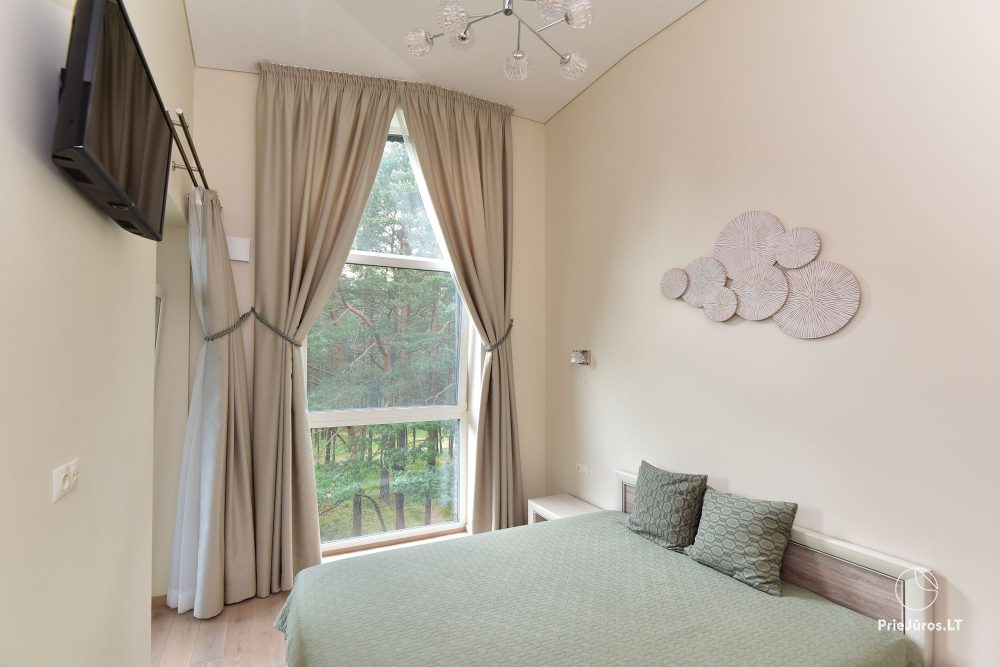 Nowe, przestronne apartamenty „Palangos Vilnele” otoczone sosnami, blisko morza z klimatyzacją i przestronnymi tarasami z widokiem na las sosnowy i morze