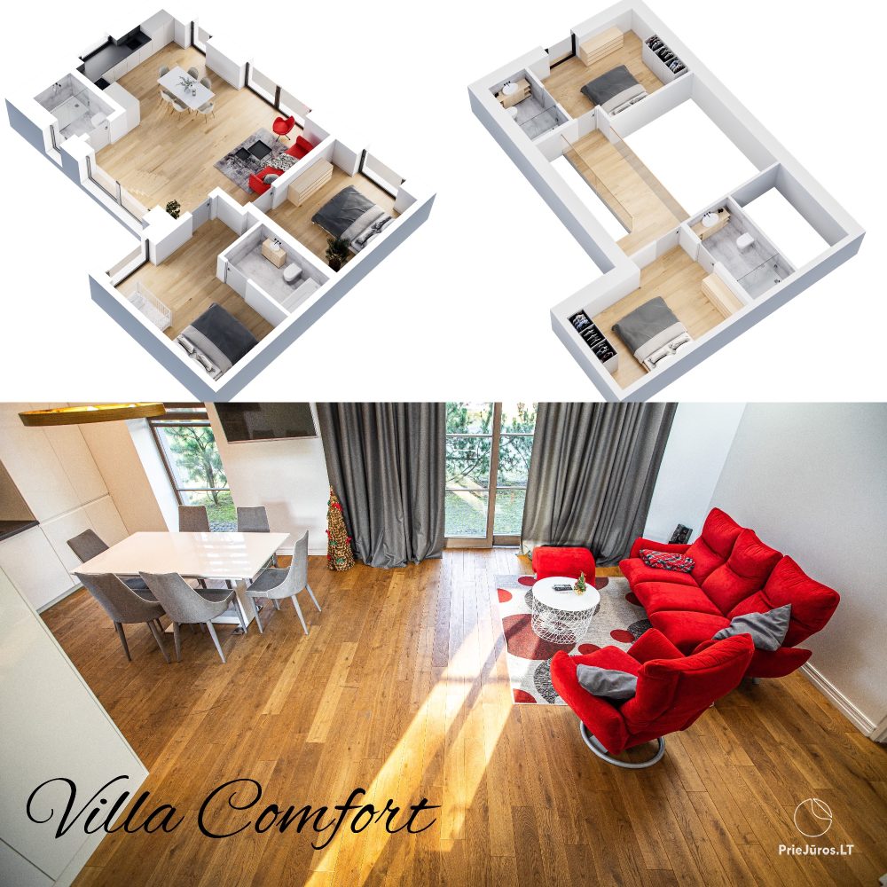 Villa Comfort w centrum Połągi, 200 metrów do morza