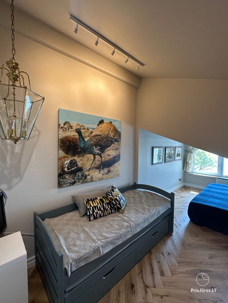Stylowy apartament dla czterech osób w Pervalce nad brzegiem zalewu. Mieszkanie z tarasem dla dwóch osób w Juodkrante