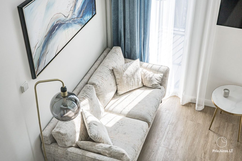 Burės Loft - przestrzeń o wyjątkowym designie dla Twojego jakościowego wypoczynku w kompleksie Mano jūra 1 z basenem, wanną spa, sauną