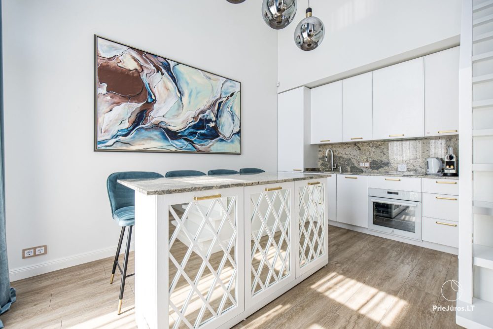 Burės Loft - przestrzeń o wyjątkowym designie dla Twojego jakościowego wypoczynku w kompleksie Mano jūra 1 z basenem, wanną spa, sauną