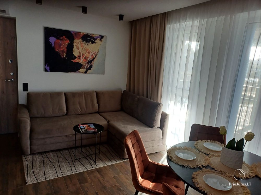 Nowe Apartamenty „BALTASIS KIRAS”, 50 m do wydm! Wynajem apartamentów w Šventoji
