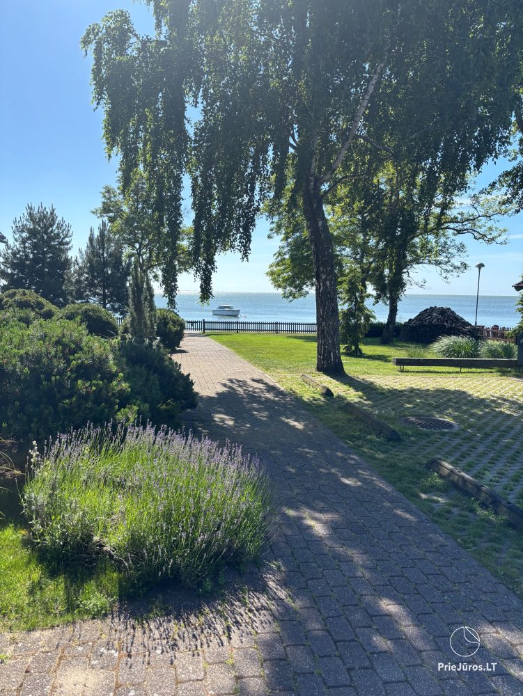 Apartament w Preila na brzegu Mierzei Kurońskiej, balkon z widokiem na lagunę
