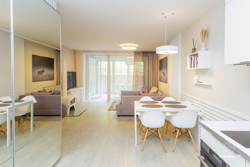 Nowy przestronny apartament Nidos Vilnelė z tarasem i bezpłatnym miejscem parkingowym w Nidzie